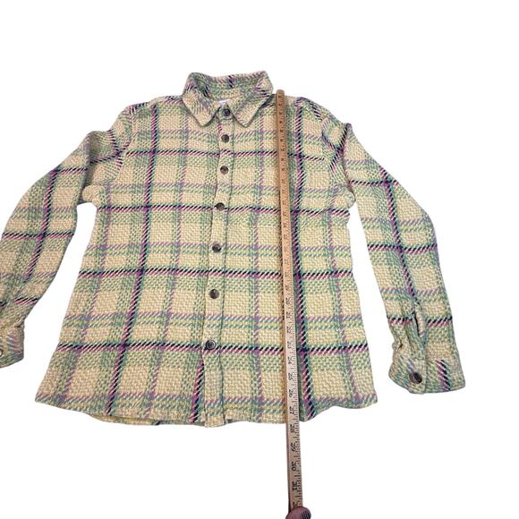 Urban Outfitters Heavy Cotton Knit Twill Shirt Jacket Plaid Pastel Yellow Size M - Picture 3 of 10